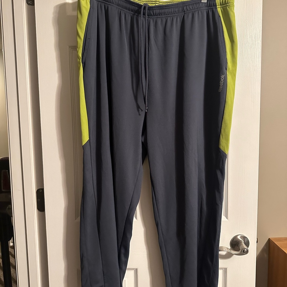 Reebok Men's Dark Gray Joggers with Lime Accents